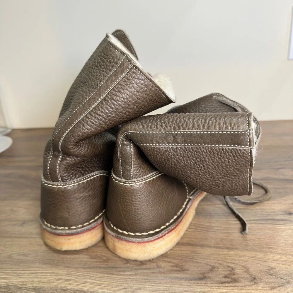 Duckfeet Arhus Brown Pebbled Leather Shearling Boots Scandi EU 46 US M13